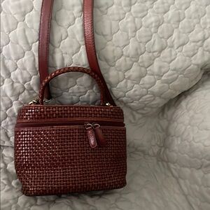 Vintage brown, leather woven purse